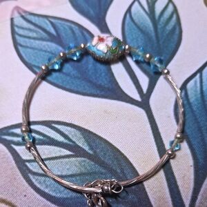 Elegant Silver and Blue Beaded Bracelet